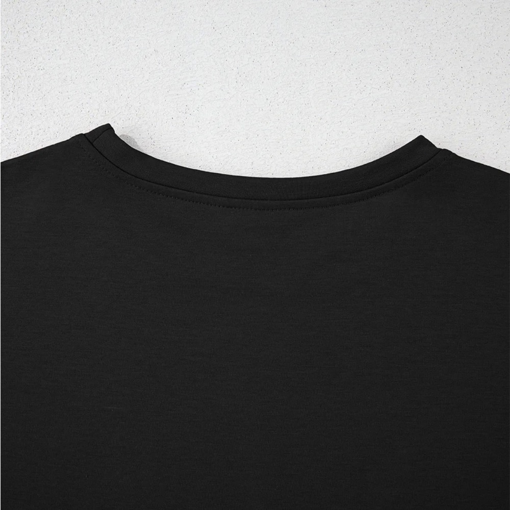 Black Two-Piece Short Sleeve Cropped Top and High Waisted Skort Matching Set - Picture 4 of 6